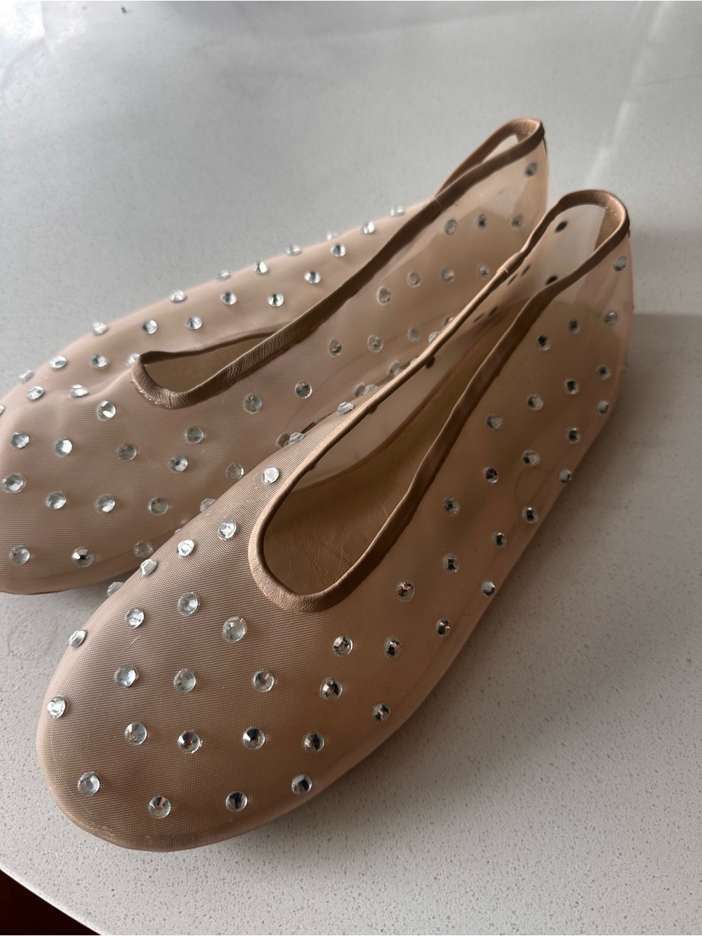Tony Bianco Nude Crystal-Stud Ballet Flats